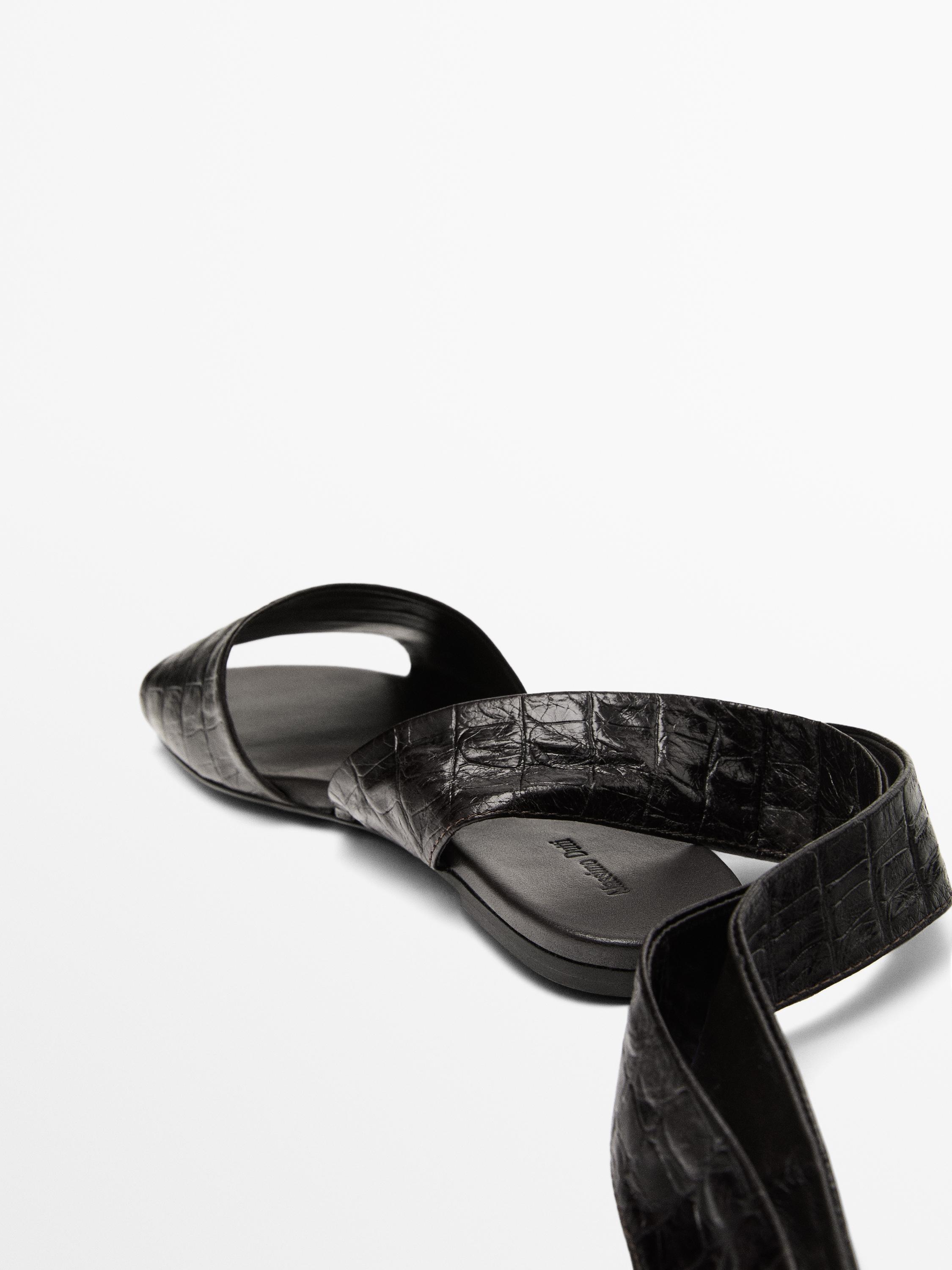 Lace-up soft leather sandals